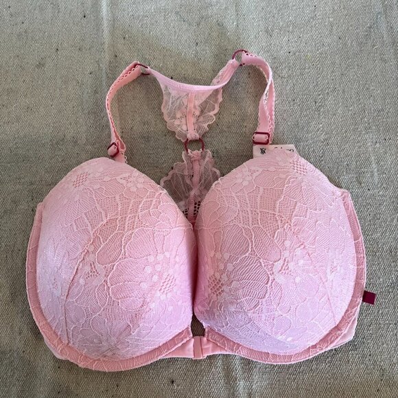 Victoria's Secret Woman's Pink Sexy Tee Push-Up Front Close Lace Bra Sz 34DDD - Picture 2 of 10